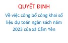 QUYẾT ĐỊNH Số 02/QĐ-UBND ngày 09/01/2022 của UBND xã Cẩm Yên  Về việc công bố công khai số liệu dự toán ngân sách năm 2023 của xã Cẩm Yên