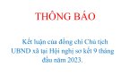 THÔNG BÁO Kết luận của đồng chí Chủ tịch UBND xã  tại Hội nghị sơ kết 9 tháng đầu năm 2023