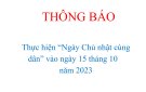 Thực hiện “Ngày Chủ nhật cùng dân” vào ngày 15 tháng 10 năm 2023