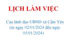 LỊCH LÀM VIỆC Của lãnh đạo UBND xã Cẩm Yên  (từ ngày 02/01/2024 đến ngày 05/01/2024)