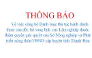 THÔNG BÁO  Về việc công bố Danh mục thủ tục hành chính được sửa đổi, bổ sung lĩnh vực Lâm nghiệp thuộc thẩm quyền giải quyết của Sở Nông nghiệp và Phát triển nông thôn