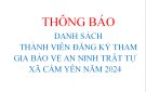 THÔNG BÁO  DANH SÁCH  THÀNH VIÊN ĐĂNG KÝ THAM GIA BẢO VỆ AN NINH TRẬT TỰ XÃ CẨM YÊN NĂM 2024