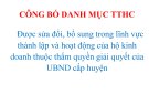 CÔNG BỐ DANH MỤC TTHC lĩnh vực thành lập và hoạt động của hộ kinh doanh