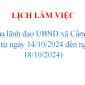 LỊCH LÀM VIỆC  Của lãnh đạo UBND xã Cẩm Yên  (từ ngày 14/10/2024 đến ngày 18/10/2024)