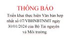 THÔNG BÁO  Triển khai thực hiện Văn bản hợp nhất số 07/VBHNBTNMT ngày 30/01/2024 của Bộ Tài nguyên và Môi trường.