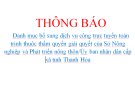 Danh mục bổ sung dịch vụ công trực tuyến toàn trình thuộc thẩm quyền giải quyết của Sở Nông nghiệp và Phát triển nông thôn