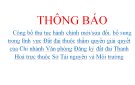 công bố thủ tục hành chính mới/sửa đổi, bổ sung trong lĩnh vực Đất đai thuộc thẩm quyền giải quyết của Chi nhánh Văn phòng Đăng ký đất đai Thanh Hoá trực thuộc Sở Tài nguyên và Môi trường