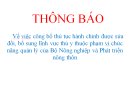 công bố thủ tục hành chính được sửa đổi, bổ sung lĩnh vực thú y thuộc phạm vi chức năng quản lý của Bộ Nông nghiệp và Phát triển nông thôn