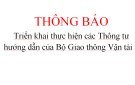 triển khai thực hiện các Thông tư hướng dẫn của Bộ Giao thông Vận tải